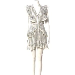 Loveshack Fancy Flutter Sleeve Button Down Stripe Dress